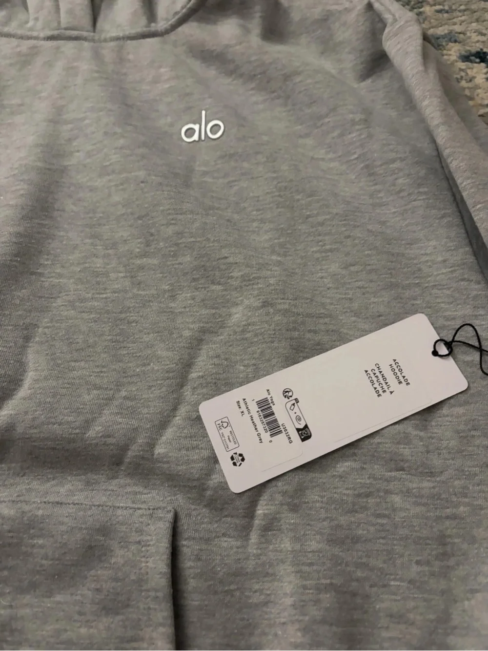 ALO Yoga Gray Hoodie with White Logo